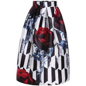 L'atiste floral and geometric pattern midi skirt size M